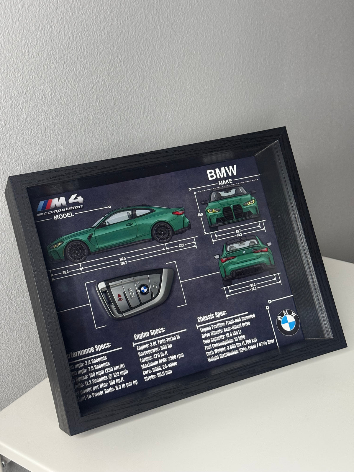 BMW M4 Competition Key Blueprint Frame