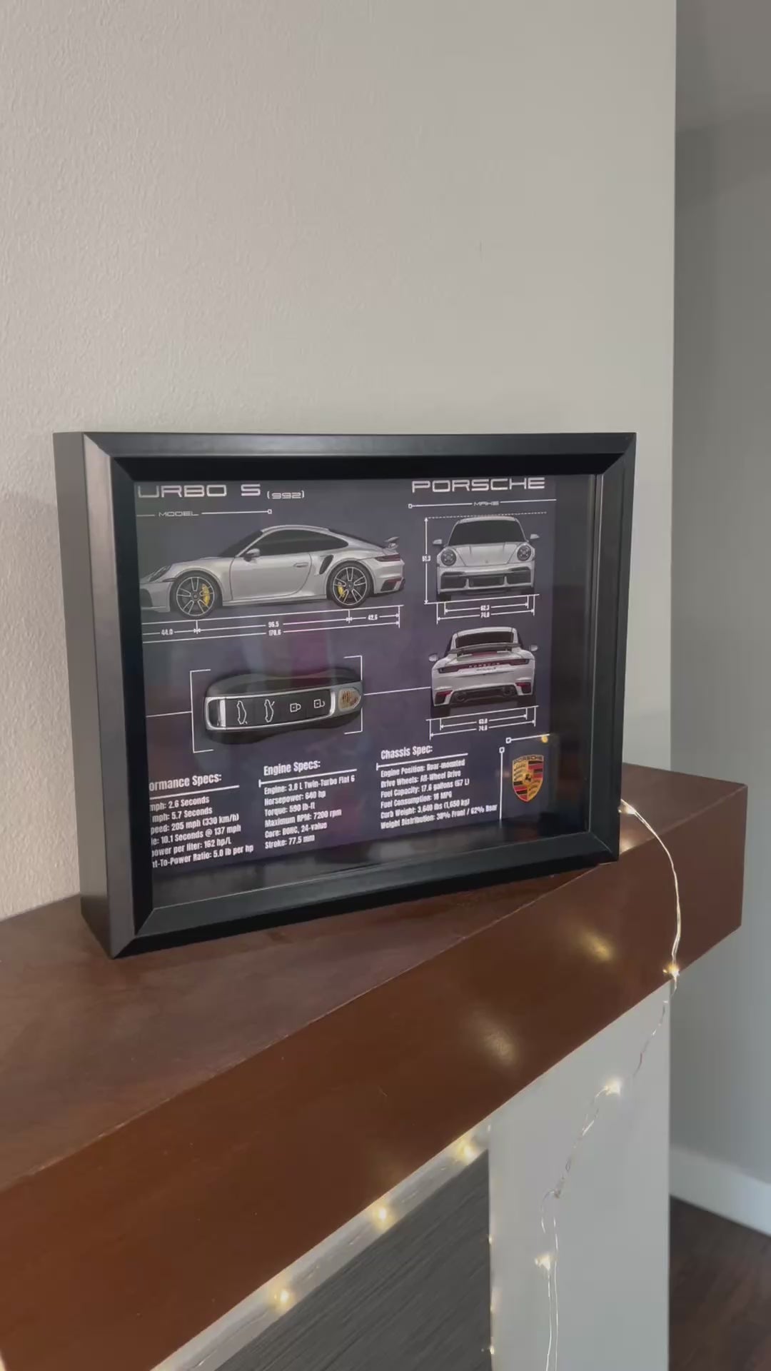 Porsche 911 Turbo S Key Blueprint Frame